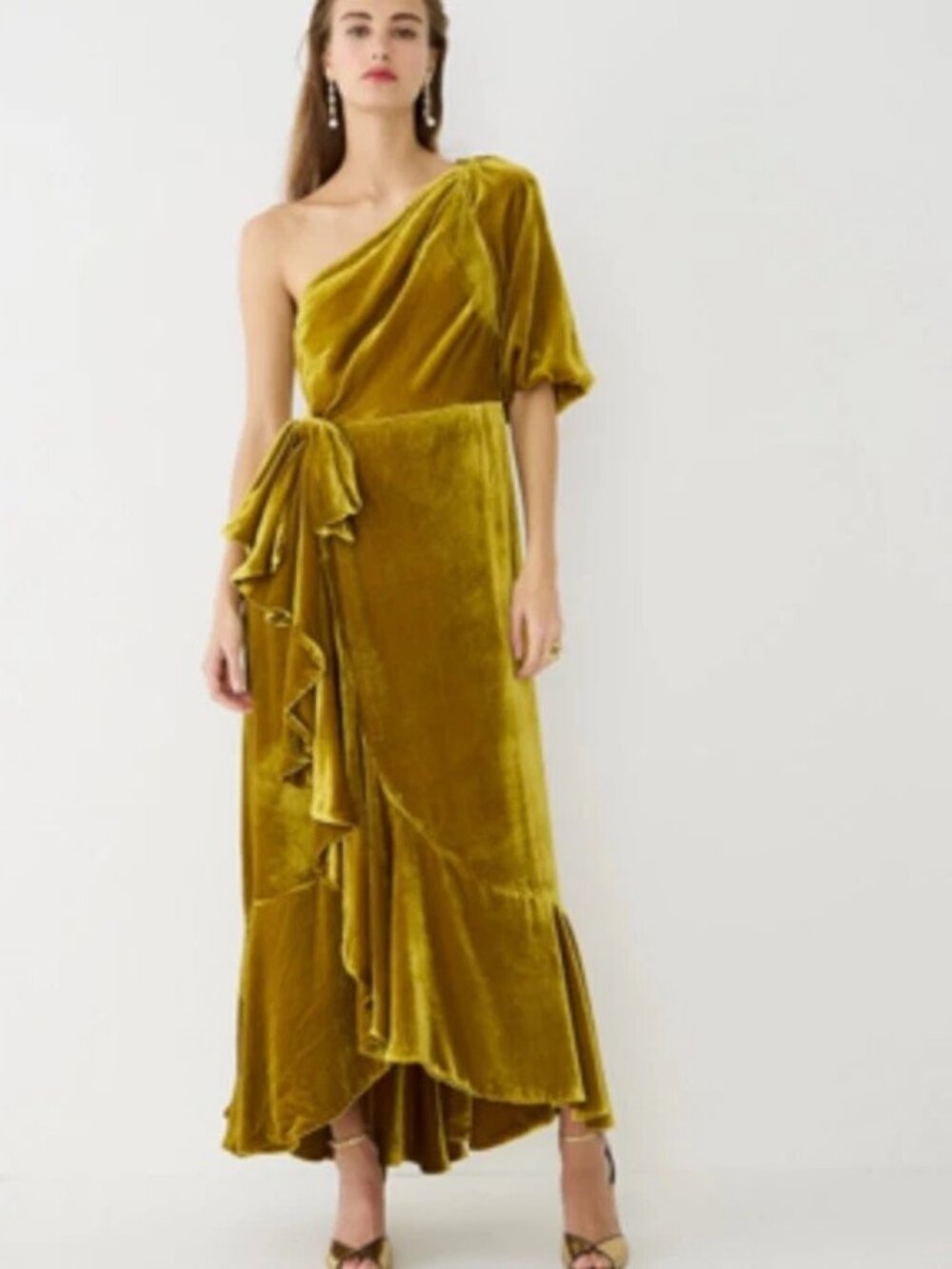 J.Crew Collection One‑Shoulder Silk‑Velvet Dress